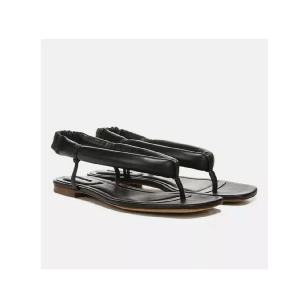 VINCE. Womens Black Denton Square Toe Slip On Leather Slingback Sandal 8 M